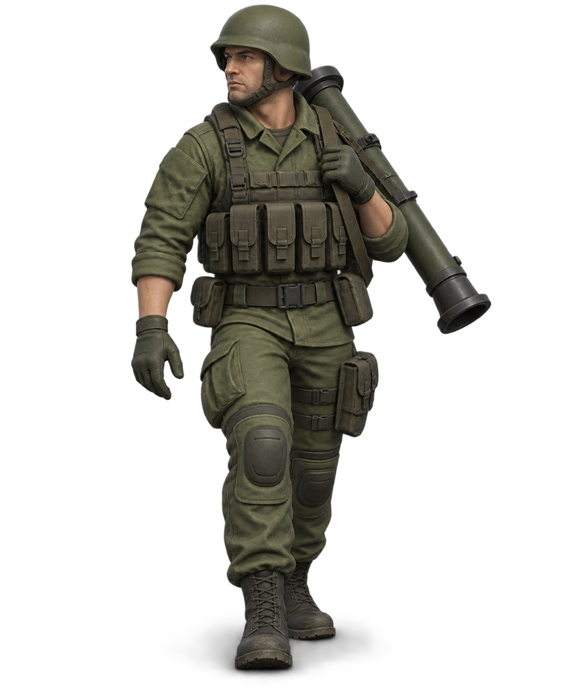 Soldat mit Panzerabwehrwaffe